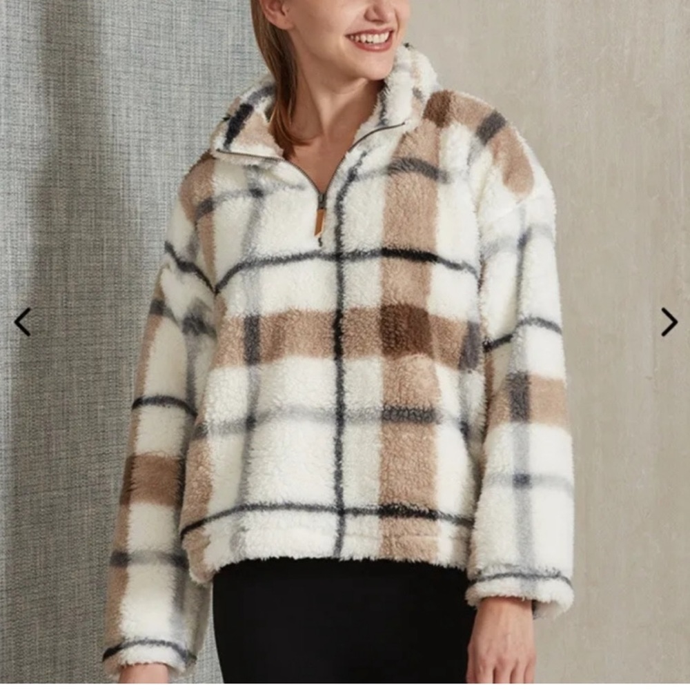 5 for $35! Thread + Supply quarter zip pullover Sherpa plaid